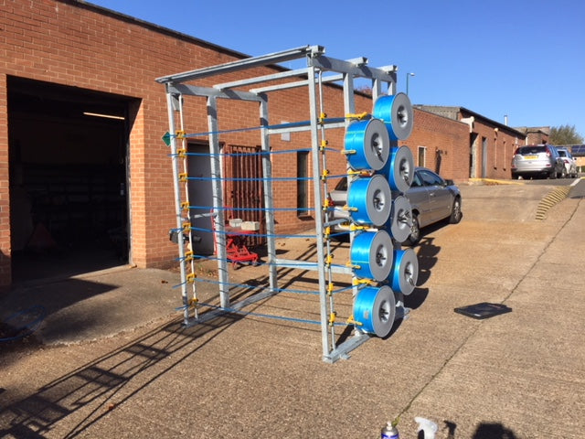 Pallet Strapping Machine applies eight straps simultaneously